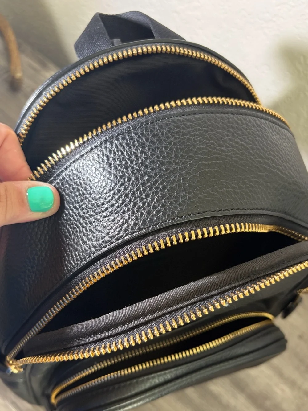Coach Black Pebbled Leather Mini Backpack with Matching Wallet